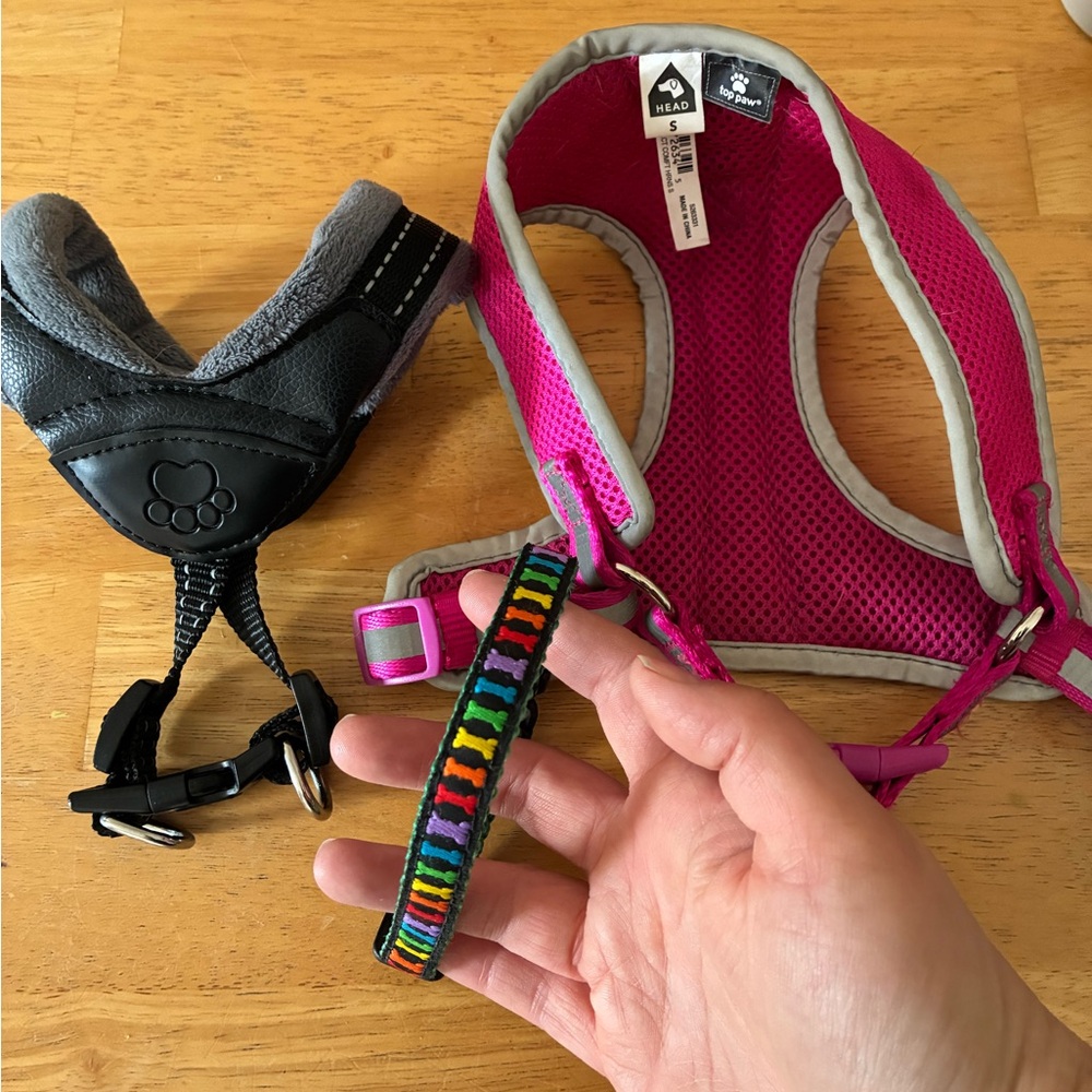 Pink and Black Dog Harness Set